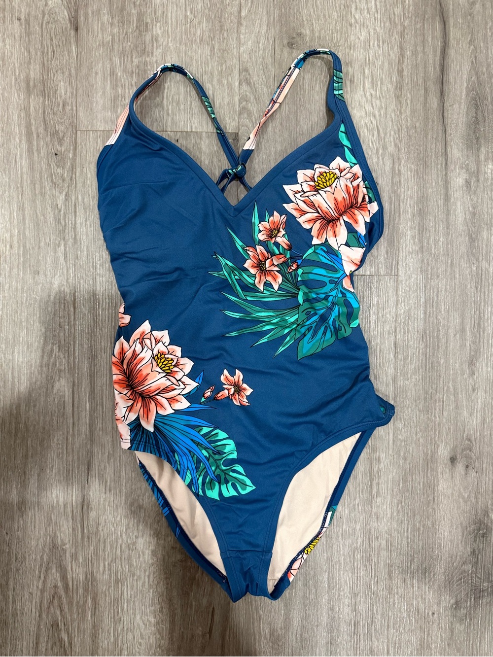 Kona Sol Navy Floral One-Piece Swimsuit